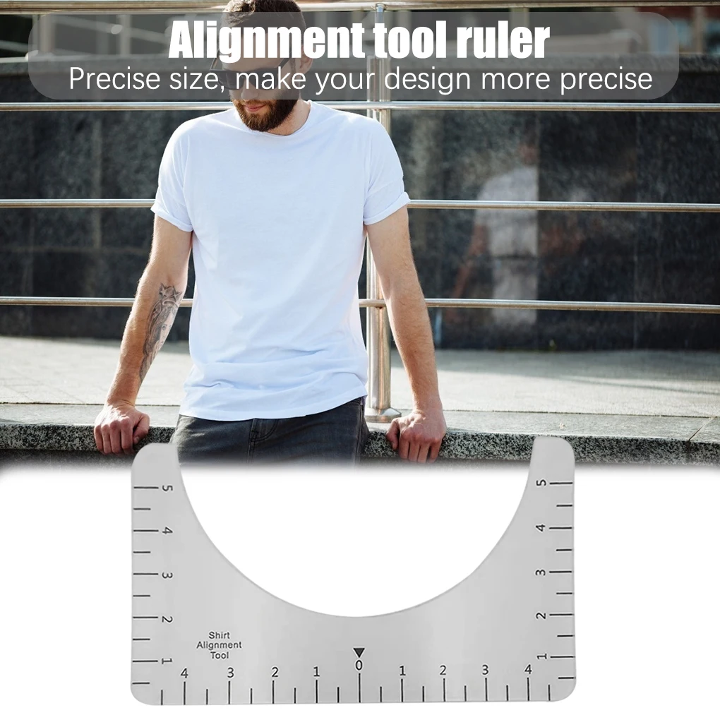 

1pc T-Shirt Ruler Designing Shirt Guide Ruler Round Collar Centering Alignment Tool T Shirt Vinyl Rulers Guide Size Chart Ruler
