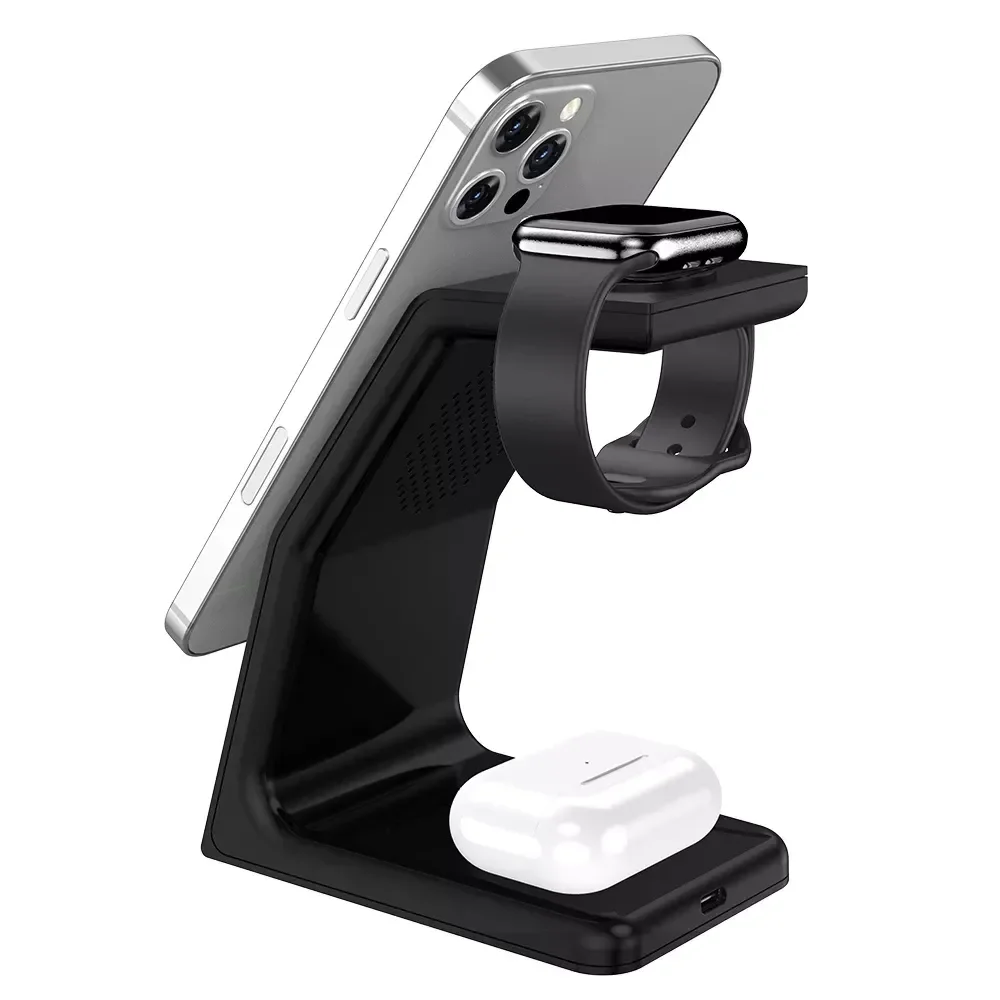 

3 in 1 Wireless Charger Stand 12 Pro Max Qi Fast Charging Induction Watch 6 SE Pro 2 3