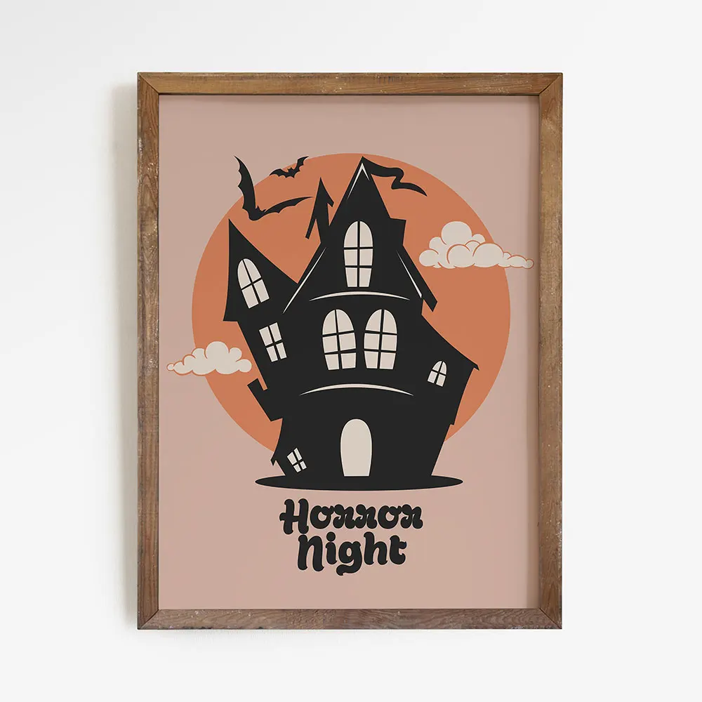 Женский плакат жуткая кошка Бу Художественная печать тыква холст живопись