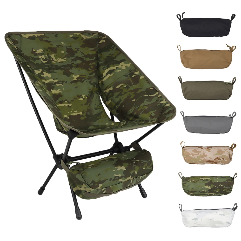 Tactical Folding Chair Ultralight Portable Fishing Chair Outdoor Camping Beach Hiking Picnic BBQ Seat with Side Storage Pockets