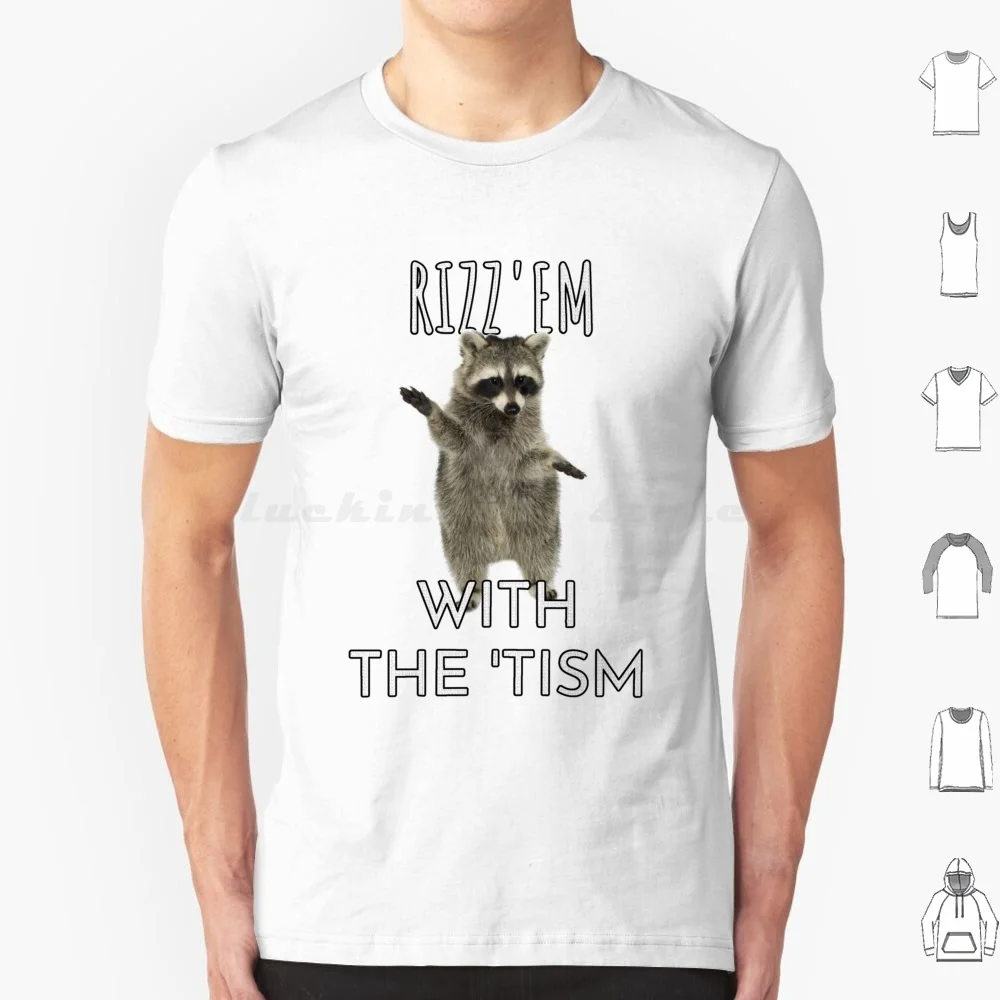 Фото Мужская классическая футболка Rizz Em With The Tism T , Be In Awe Of My Tism Shirt , Be In Awe Of My 'tism Png Svg , Ковбойский енот , №1