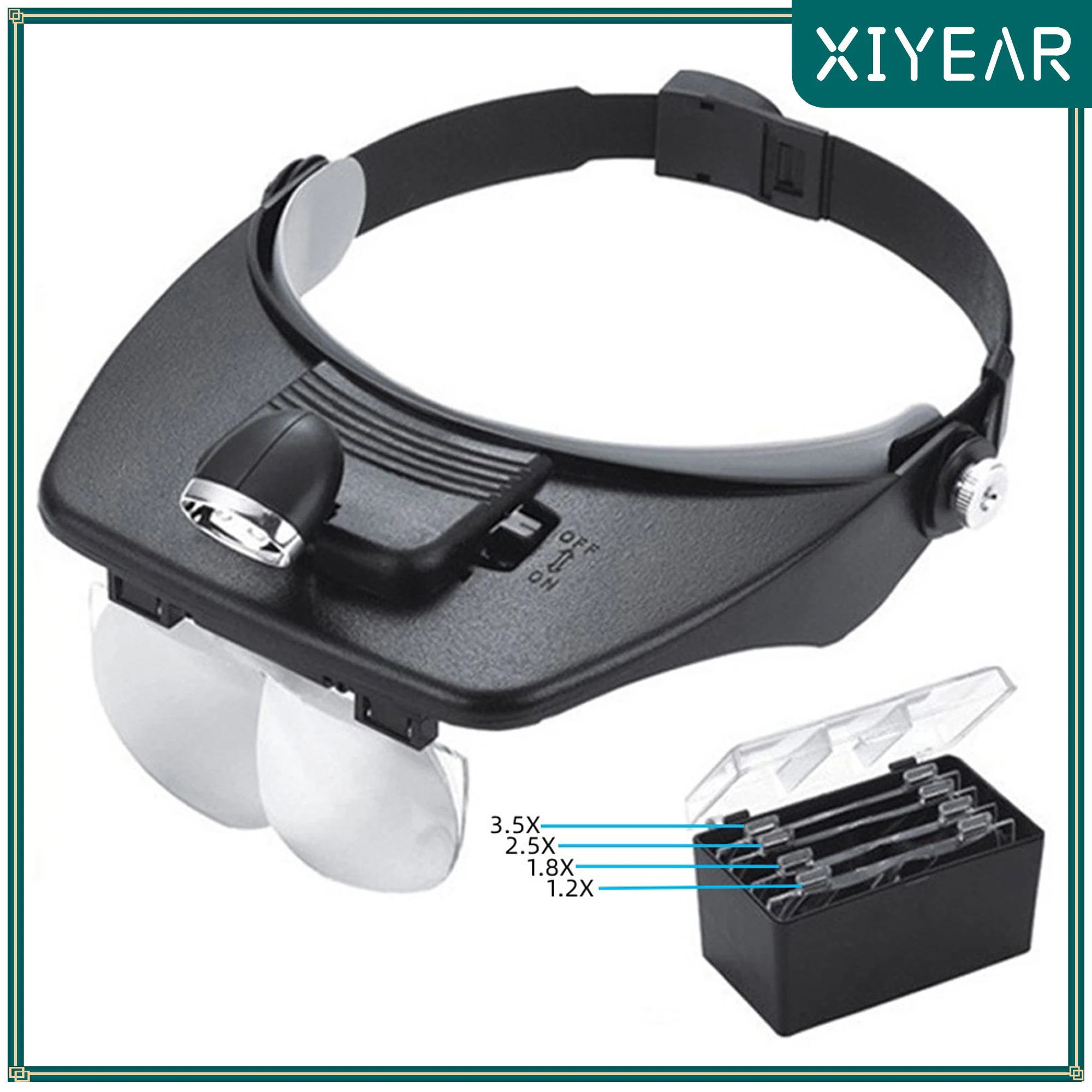 

Увеличительное стекло с креплением на голову, увеличительные очки для драгоценностей, 1.2X 1.8X 2.5X 3.5X Оптическая лупа для ювелиров, лупа для чтения