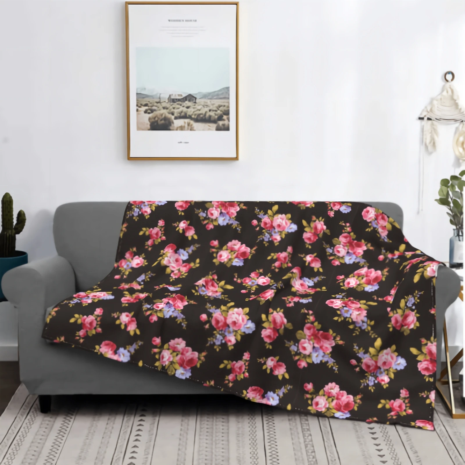 

Мягкое фланелевое одеяло, покрывало с цветущей розой, для дивана, спальни, для взрослых и детей, размеры 60x50 дюймов