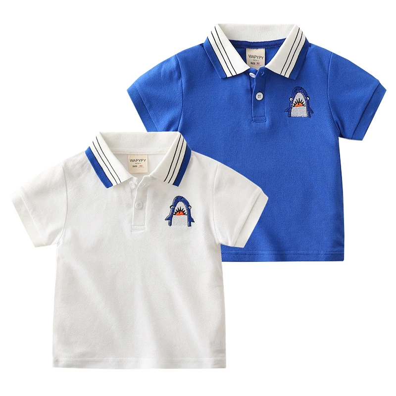 

Детская Хлопковая футболка Shark, рубашка поло, летняя одежда для малышей, хлопковая одежда для мальчиков