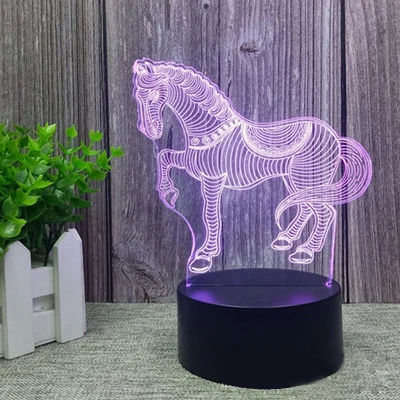 Креативный Рождественский 3D ночник в виде динозавра единорога СВЕТОДИОДНЫЙ