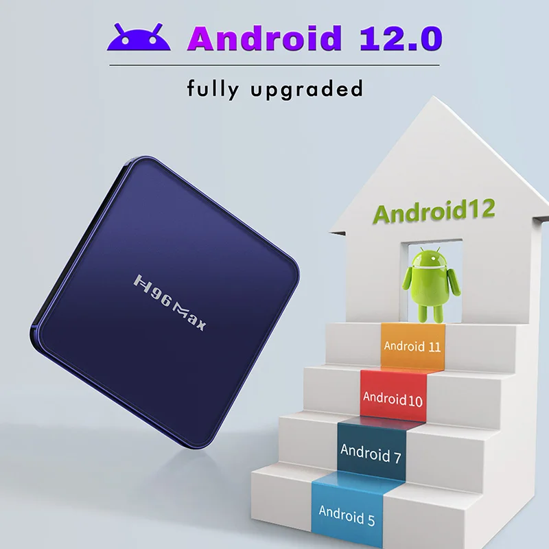 Приставка Смарт-ТВ H96 MAX V12 Android 12 RK3318 2 4G и телефон Wi-Fi 4 Гб 32 ГБ 64 4K ТВ-ресивер