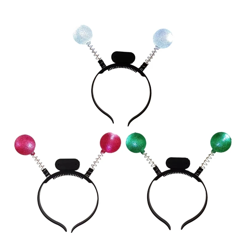 

L93F Delicate LED Glowing Antennae Hairband Thin Side Hairband Metallic Antennae Shape Headband for Girls Hair Accessories