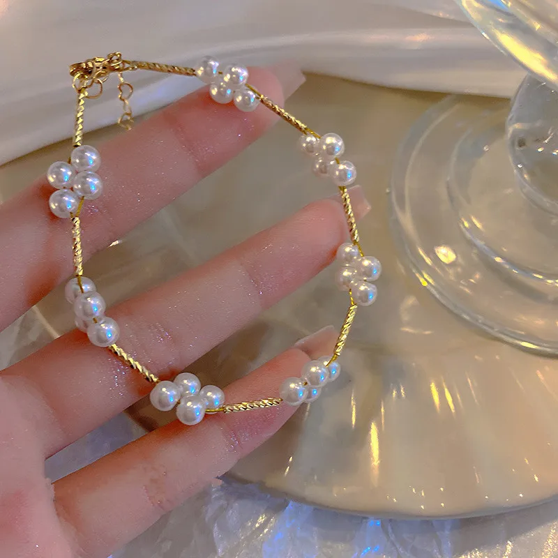 

Baroque Pearl Golden Bracelet for Women Simple Fashion Beautiful Life Wear Accessories Party Jewelry Birthday Anniversary Gifts