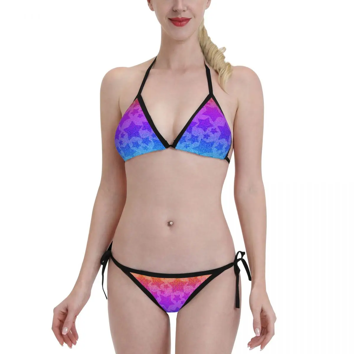 

Rainbow Star Swimsuit Women Bikini Push Up Sexy Wear Lgbt Pride Beach Wear Halter Bathing Suit