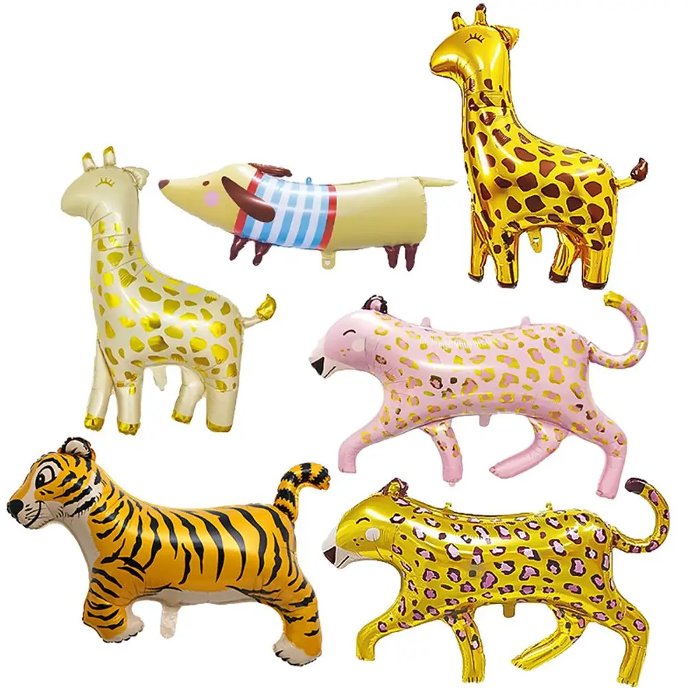 

Вечерние ничное украшение, новые подарки «сделай сам», мультяшный фон, джунгли, животные, жираф, леопард, тигр, воздушный шар из алюминиевой ...