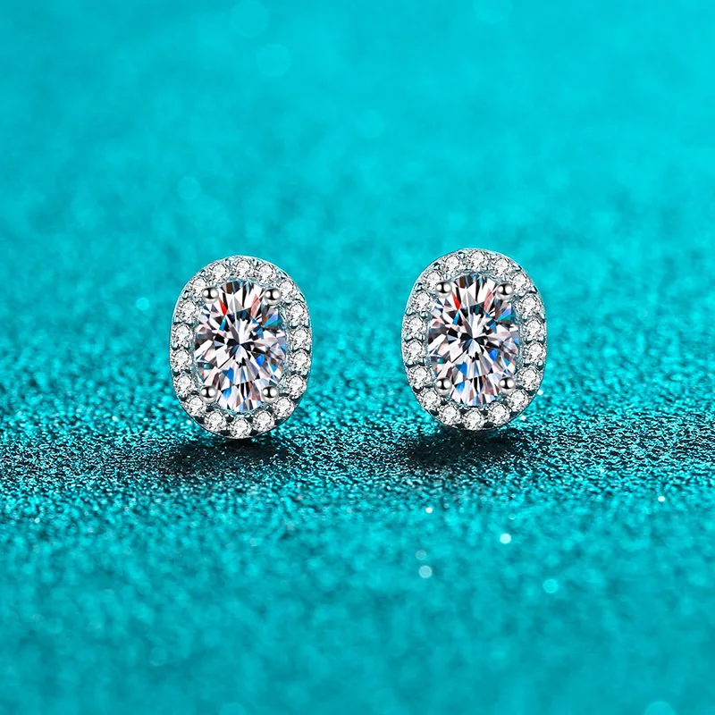 

Oval Moissanite Stud Earrings for Women 0.5ct/1ct GRA S925 Sterling Silver Wedding Fine Jewelry Drop Shipping