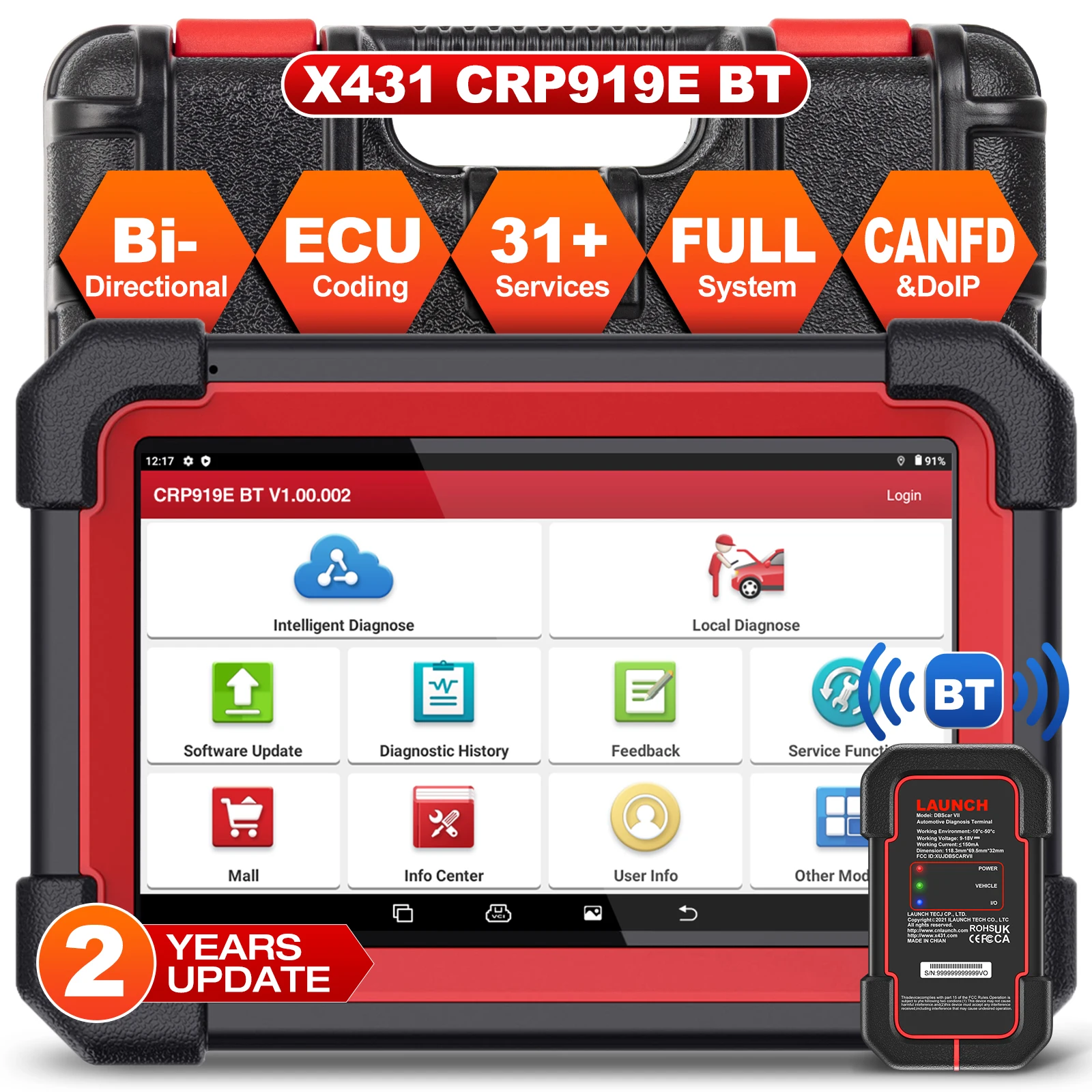 Новый двунаправленный сканер LAUNCH X431 CRP919E BT OBD2 инструмент с добавлением CAN FD/DoIP