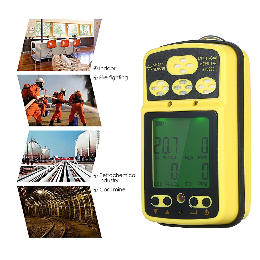 

Professional Smart Sensor Handheld Gas Monitor Rechargeable Gas Detector Lightweight Tester LCD Sensors with Backlight Alarm