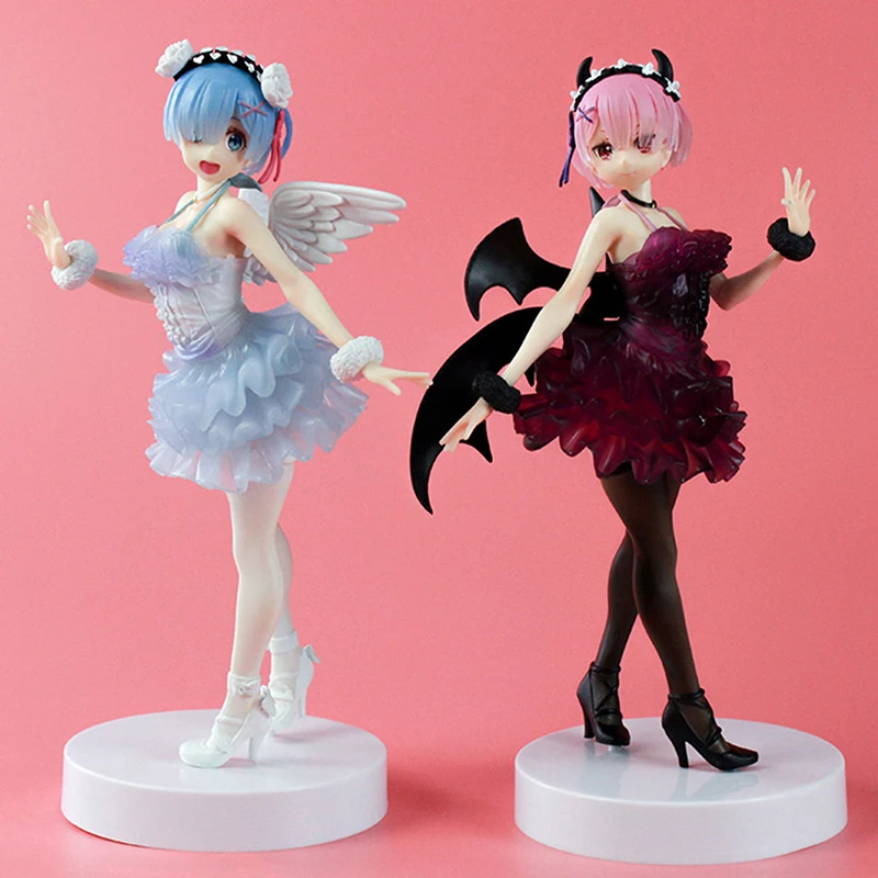 

16cm Anime Re Life In A Different World From Zero Action Figure Angel Rem Demon Ram Kawaii Figurine PVC Collectible Model Toy