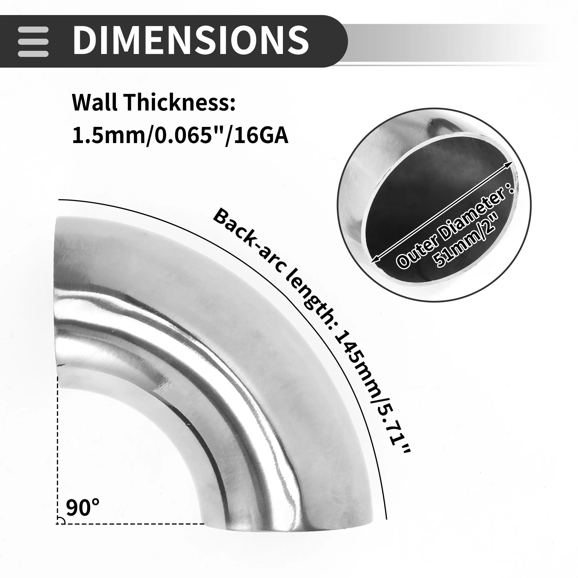 UXCELL от 38 мм до 60 изгиб оправки 90 градусов колено модифицированная выхлопная труба