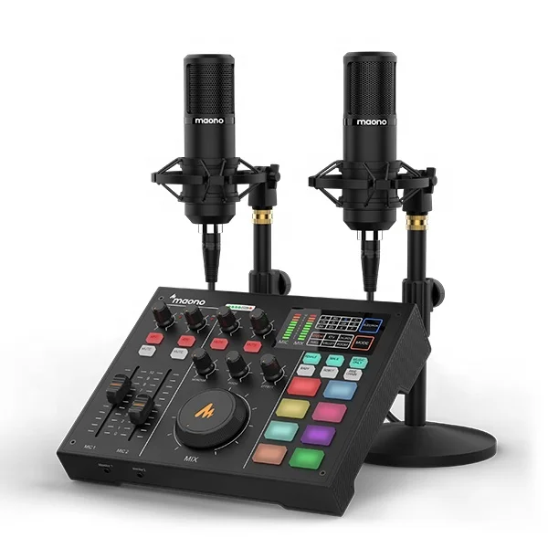 Enlarge MAONOCASTER AM100 k3 Sound Card Studio Recording Music Studio Equipment with Condenser Podcast Microphone for Double Live