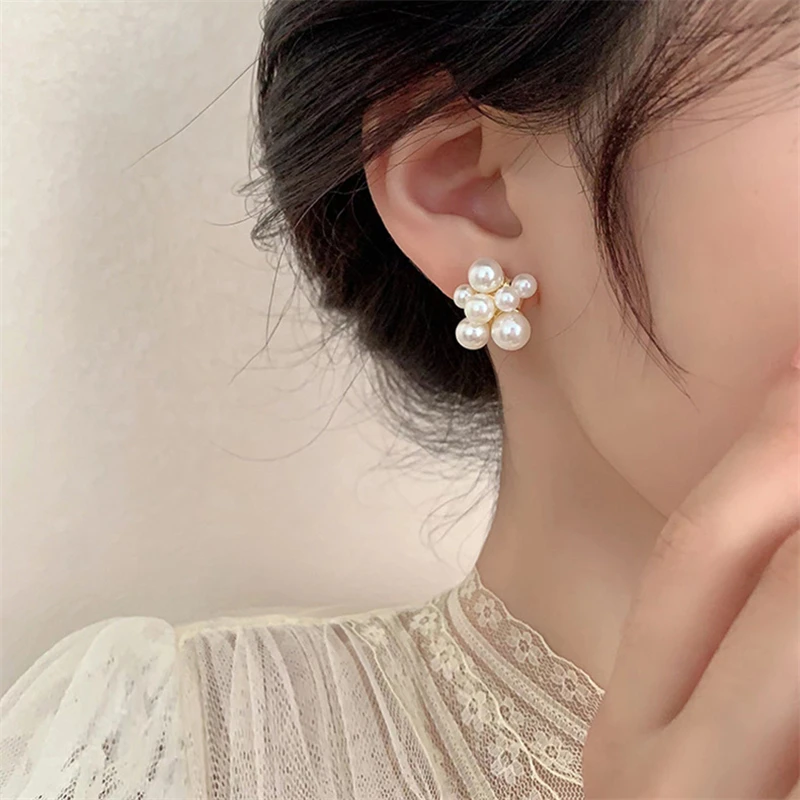 

Ailodo Elegant Imitation Pearl Stud Earrings For Women Vintage Party Wedding Earrings Korean Fashion Jewelry Girls Gift 2023
