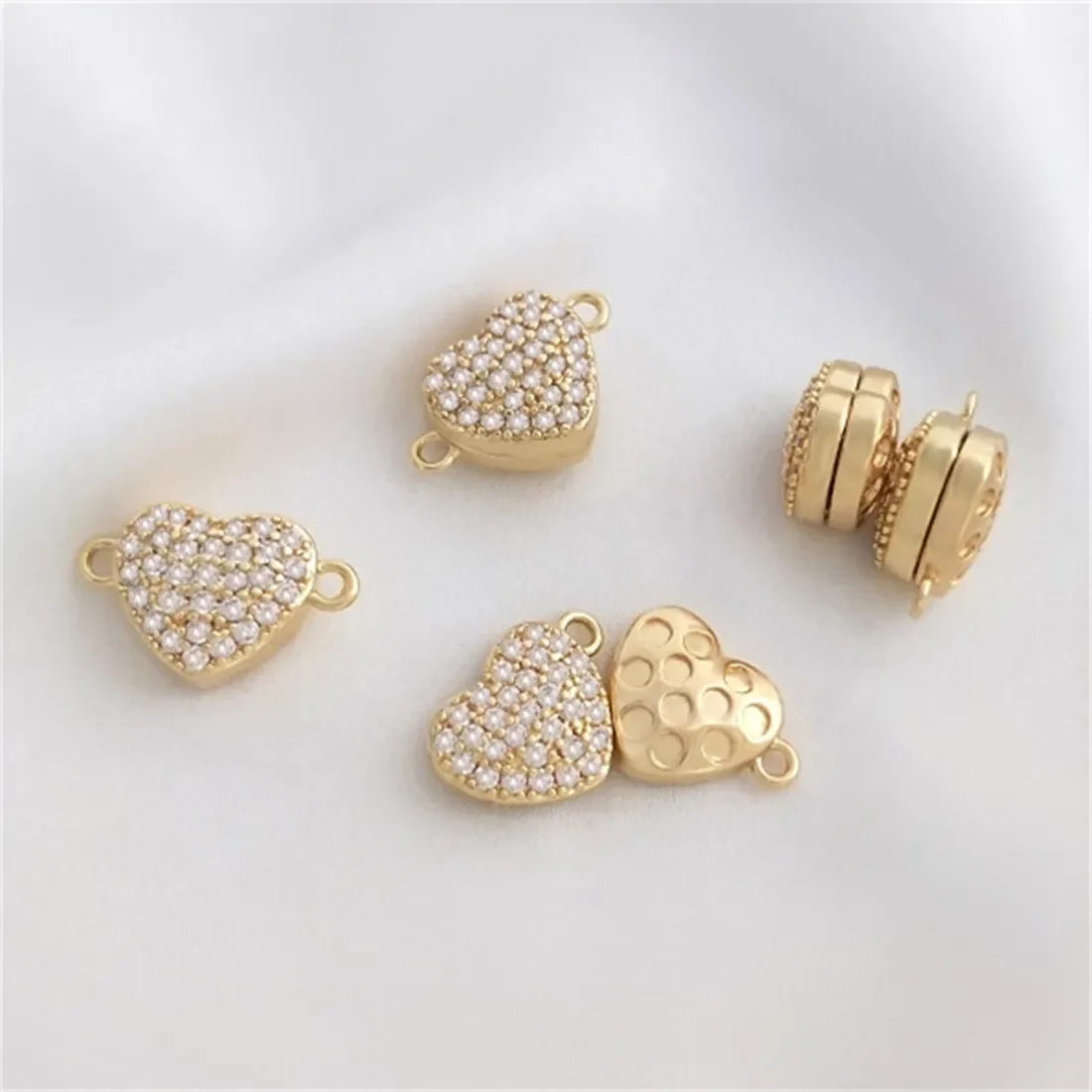 Микроинкрустированный циркон 14-каратное золото персиковое магнитное застежка в