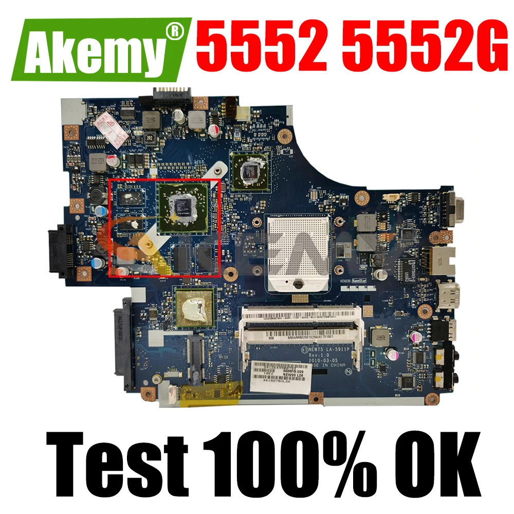 

NEW75 LA-5911P For ACER Aspire 5552 5552G Laptop motherboard AMD 216-0774007 DDR3 Mainboard