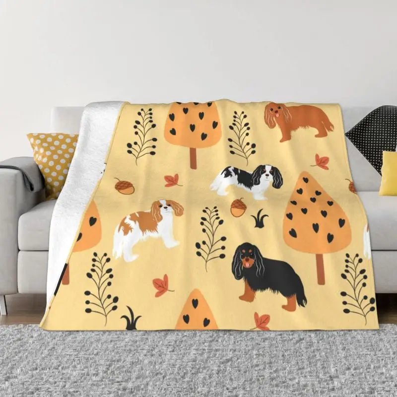 

Cavalier King Charles Spaniel Blankets Warm Flannel Pet Dog In Autumn Throw Blanket for Sofa Office Bedspreads