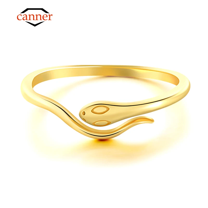 

canner 9K 10K 14K 18K 24K Solid Gold Ring Adjustable Snake Shape Finger Rings for Women Party Luxury Fine Jewelry Anillos Gifts