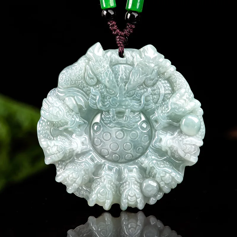 

Бирманский нефритовый изумруд девять драконов кулон аксессуары ожерелье ювелирные изделия резной амулет драгоценный камень натуральный модный Мужской Зеленый японский