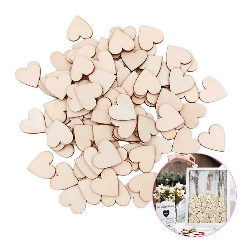 

25pcs 40mm Wooden Hearts Cutouts Unfinished Wooden Heart Blank Slice Valentine Heart Discs DIY Love Slices for Embellishment