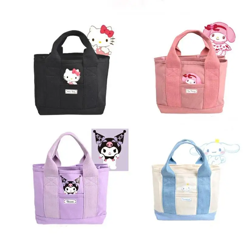 

Cartoon Cute Kawaii Sanrioed Kuromi Cinnamoroll My Melody Hellokitty 2023 New Girls Casual Versatile Printed Canvas Handbag
