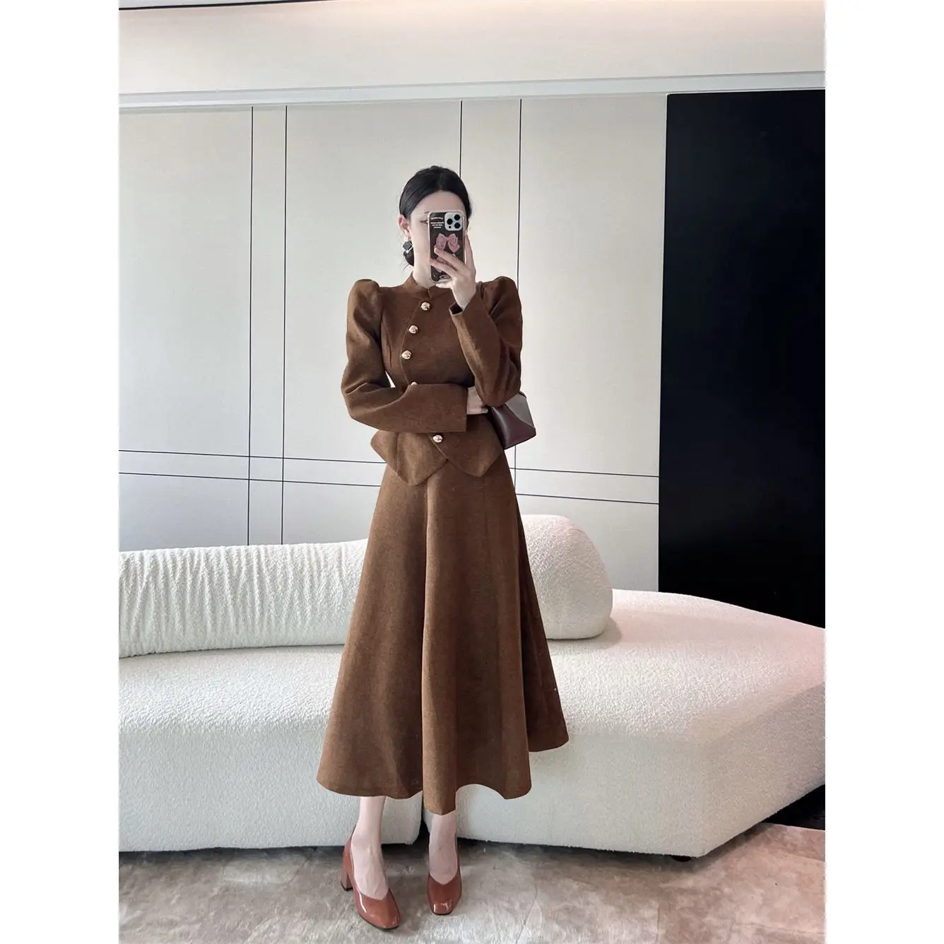 

2023 New Autumn Winter Fashion Women Suit Long Sleeve Short Single Breasted Coat Jacket +a Line Shirts Korean 2 Piece Sets S98