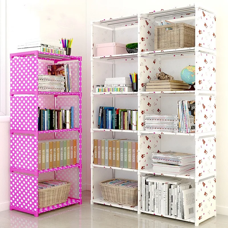 Простой современный студенческий книжный шкаф полка для хранения из нетканого