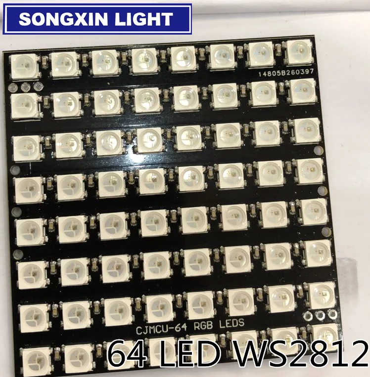 1 шт. WS2812 8x8 64 светодиодный матричный светодиод 5050 RGB полноцветный драйвер черная