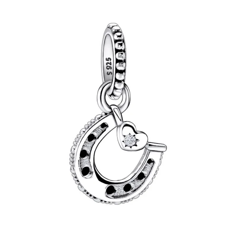 

Top Quality Heart Lucky Pendant Bead Horseshoe Dangle Charm fit Women Bracelets & Bangles 925 Sterling Silver DIY Jewelry