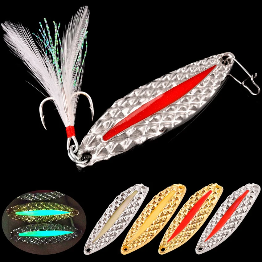 

4Pcs/lot Metal Luminous Spinner Spoon Fishing Lures 5g 7g 10g 15g 20g Night Tackle Sequins Bait Noise Paillette Pesca Lure Bait