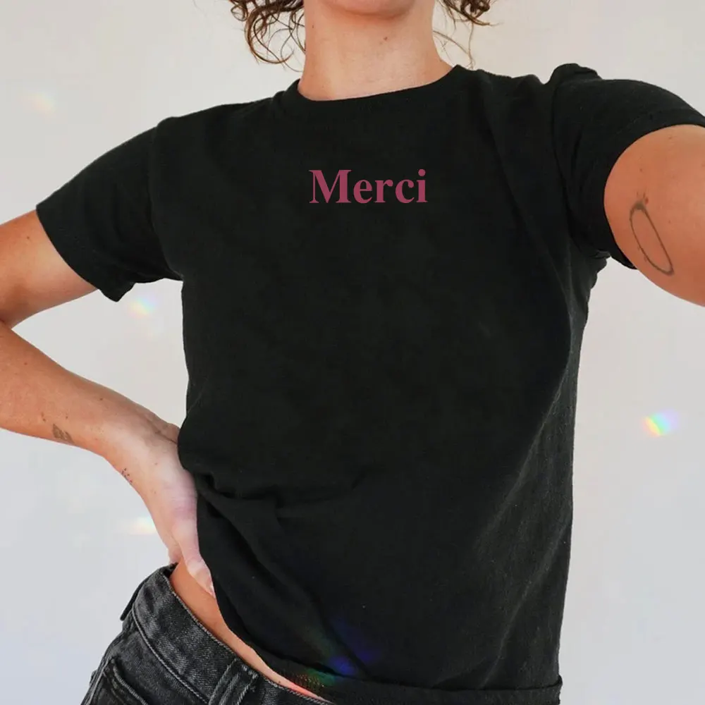 Новинка 2024 французские женские розовые хлопковые футболки с буквенным принтом