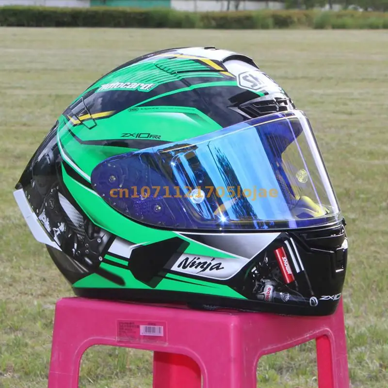 

Мотоциклетный шлем на все лицо SHOEI Φ III Специальный шлем X-четырнадцати выпуска X-четырнадцати гоночный шлем зеленый цвет