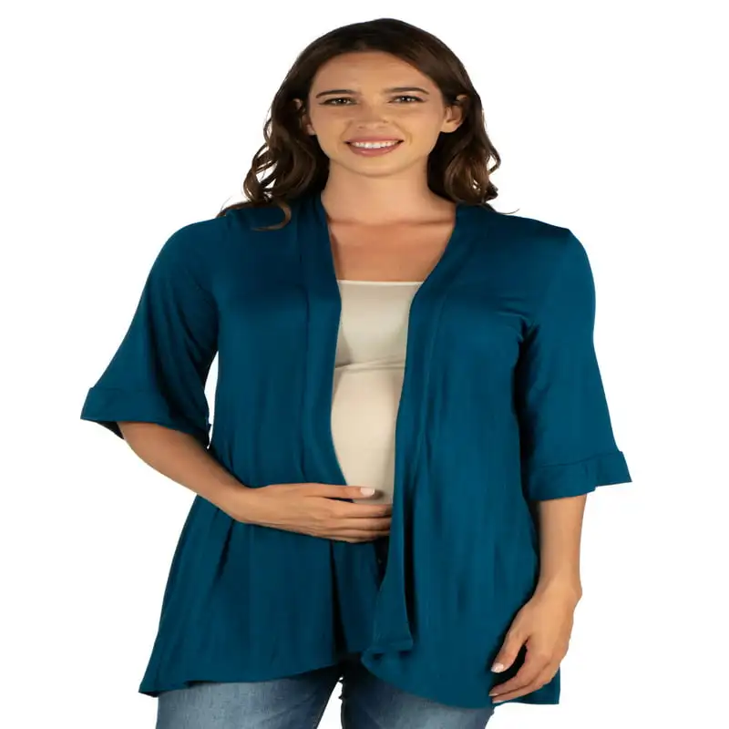 

Comfort Apparel Elbow Length Sleeve Open Front Maternity Cardigan