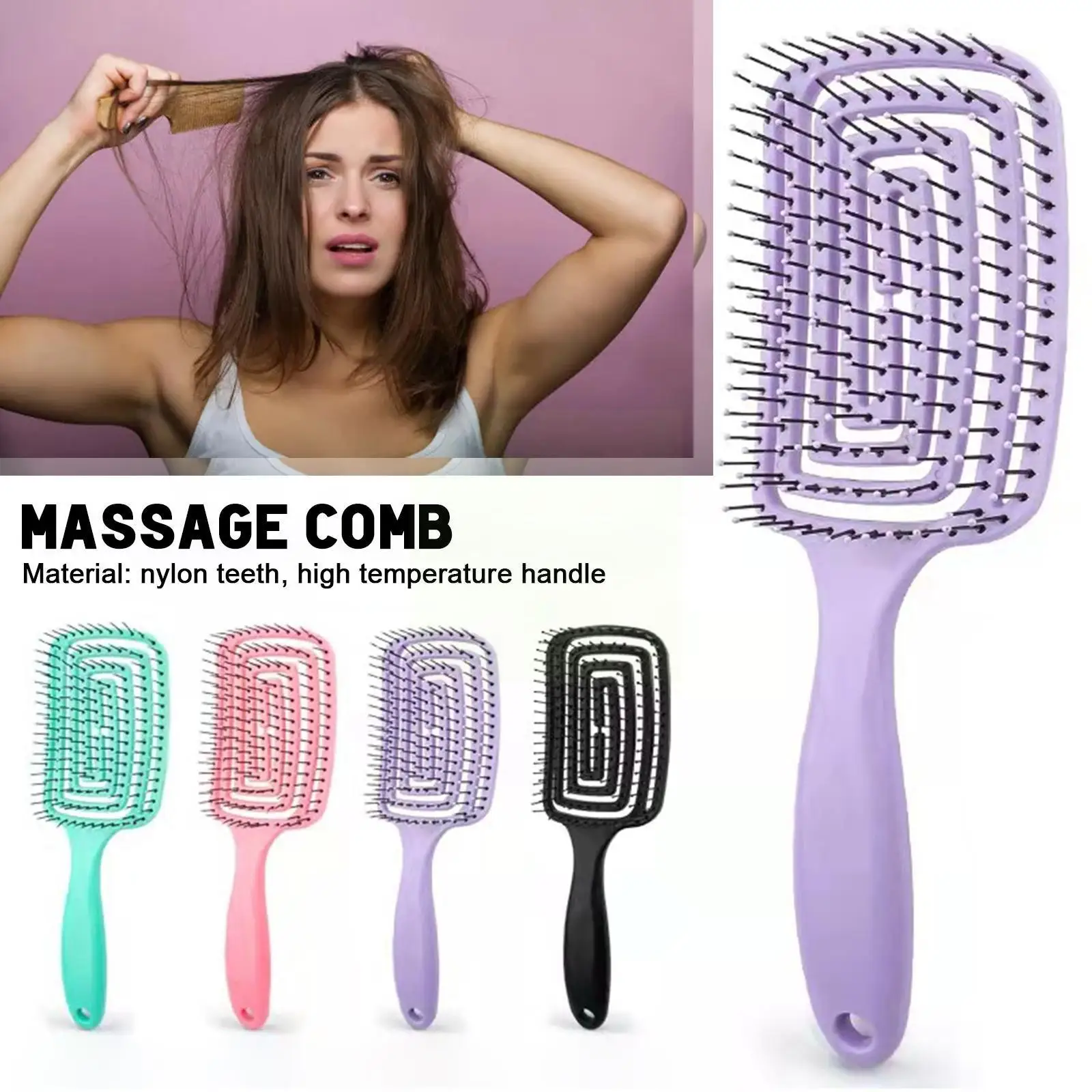 

New Girls Hair Scalp Massage Comb Hairbrush Bristle Nylon Women Wet Curly Detangle Hair Brush For Salon Hairdressing Stylin H5q6