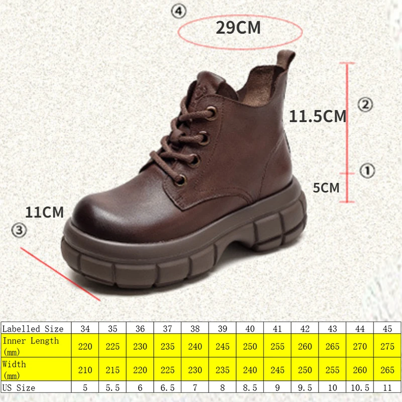 Ботинки женские из натуральной кожи на танкетке 5 см