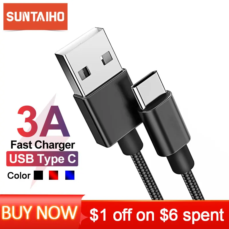 

Suntaiho USB Type C Cable For Samsung Xiaomi poco f3 3A Fast Charging USB C Cable Mobile Phone Charger USB Type C Data Wire Cord