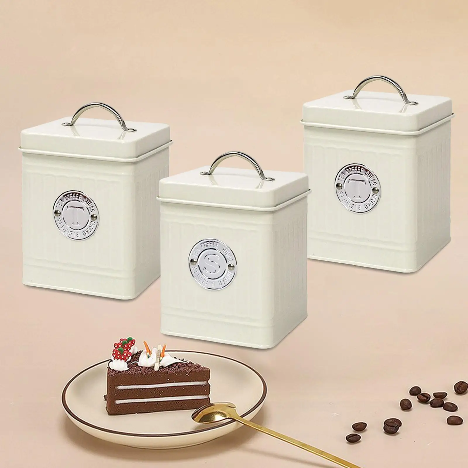 

3Pcs Kitchen Counter Canister Set Farmhouse Decor for Cafe Kitchens Office