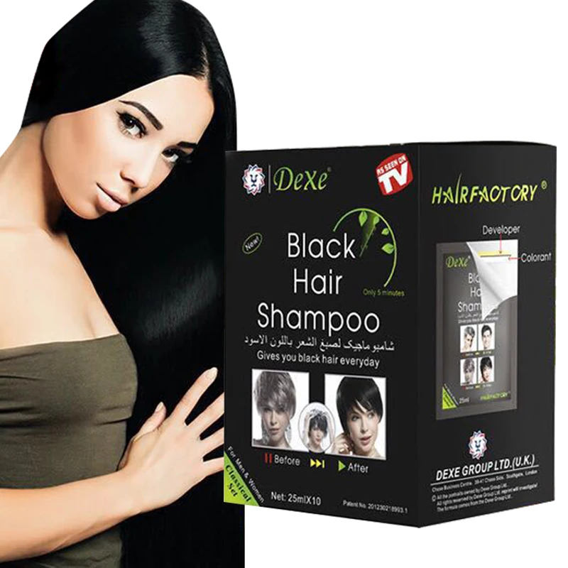 Dexe Black Hair Shampoo Only 5 Minutes Grey Hair Removal Dye Hair Coloring Cream Building Fibers Hair Care Free shipping