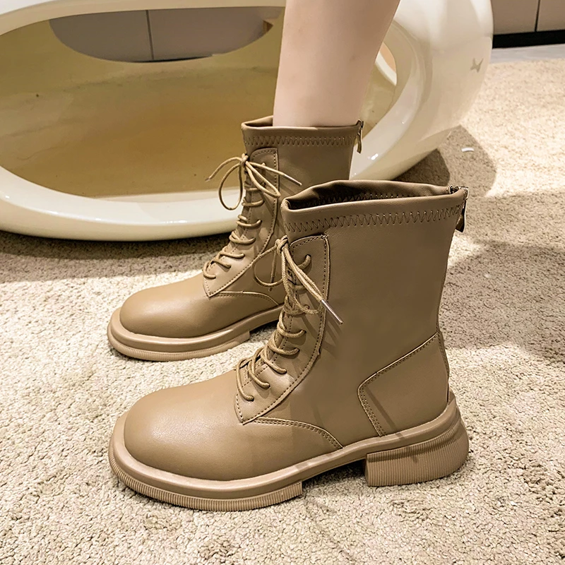 

Женские ботинки до середины икры-женские роскошные дизайнерские рок ботинки с круглым носком на низком резиновом каблуке в стиле "Лолита", о...