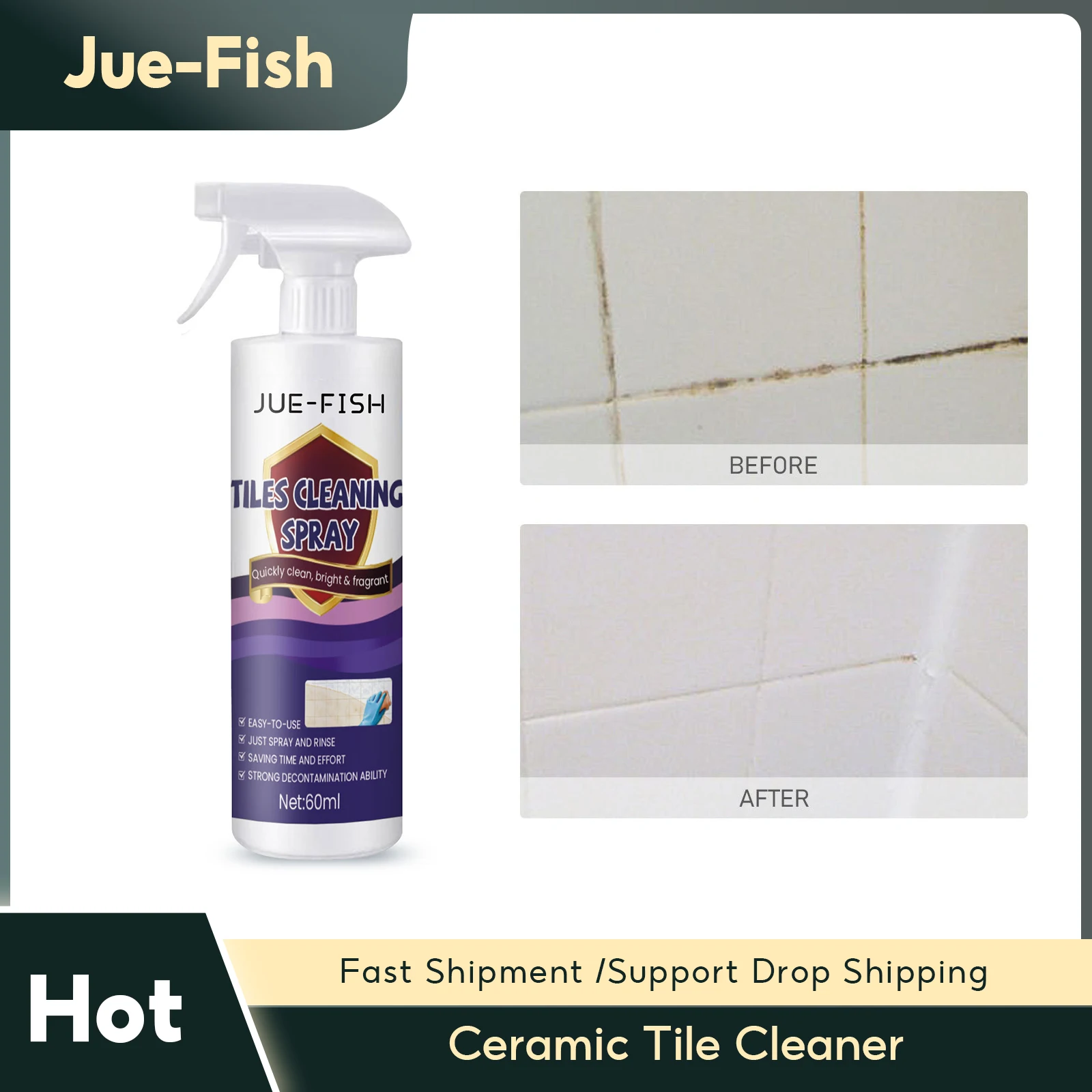 

Ceramic Tile Cleaner Stubborn Stains Removal Tile Floor Shine Polish Multipurpose Household Degreaser Deodorant Cleaning Spray