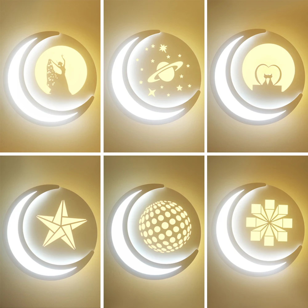 Настенная лампа-светильник с Луной, 220 В переменного тока, 23 Вт