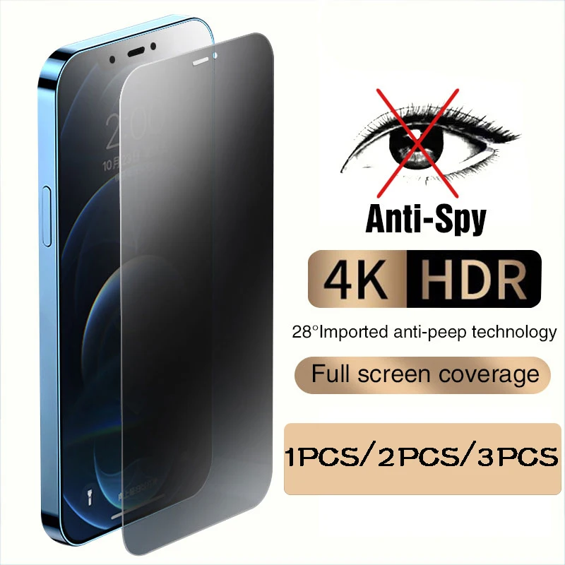 

Full Cover Anti-Spy Screen Protector For iPhone 11 12 13 PRO MAX Privacy Glass For iPhone SE 7 8 6 Plus XS Max XR Tempered Glass