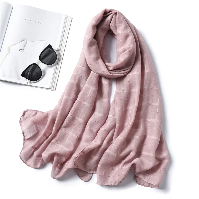

Plain Bubble Cotton Hijab Scarf for Women Designer Plaid Solid Foulard Lady Pashmina Muslim Headband Scarves 2022 New Fashion