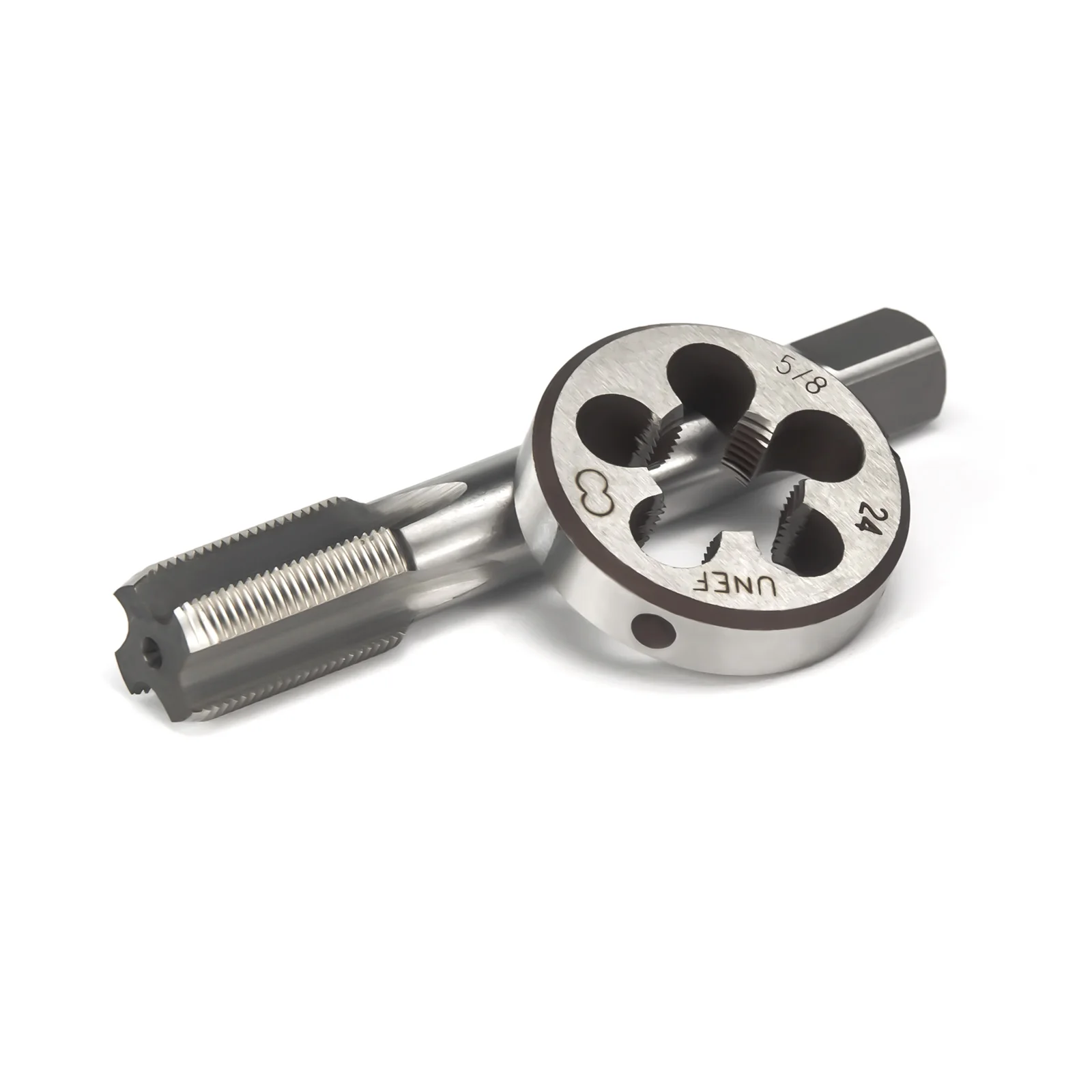 

Fittings Burkit 5/8"-24 UNEF Tap and Die Set 5/8 x 24 Machine Thread Tap Round Right Hand