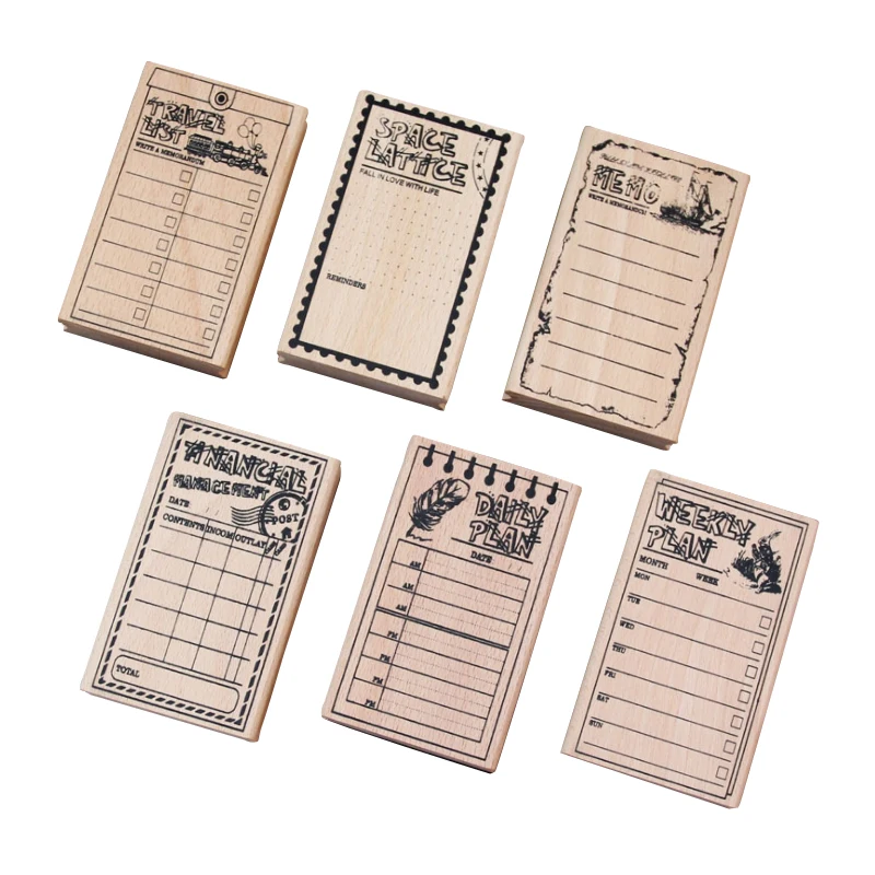 6pcs/lot New Vintage PLAN SCHEDUAL Wooden Rubber Stamp for DIY scrapbooking school stationery | Канцтовары для офиса и дома