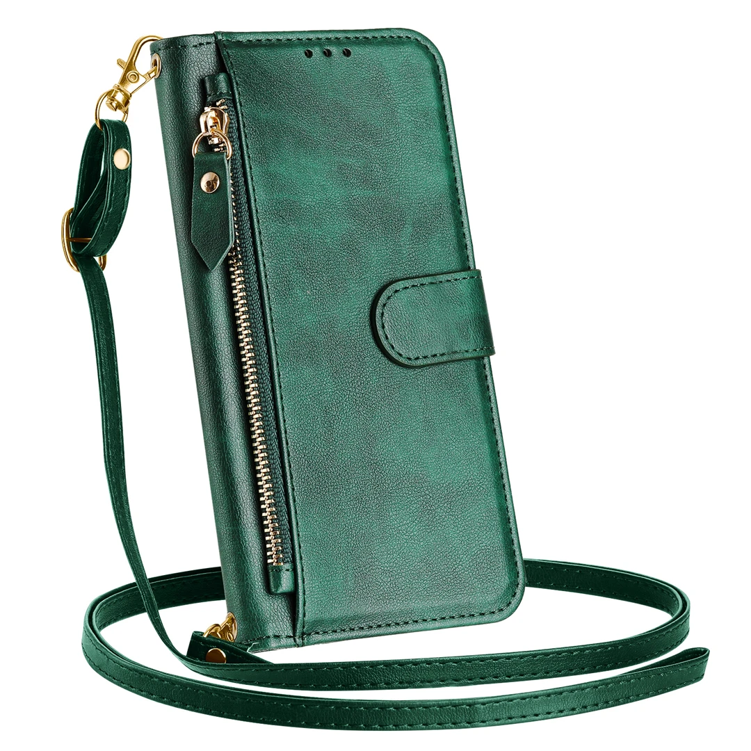 Case For Boost MobIle Summit5 Celero 5G 2024 3 SC Docala Chain Leather Plain Insertion Phone Cover