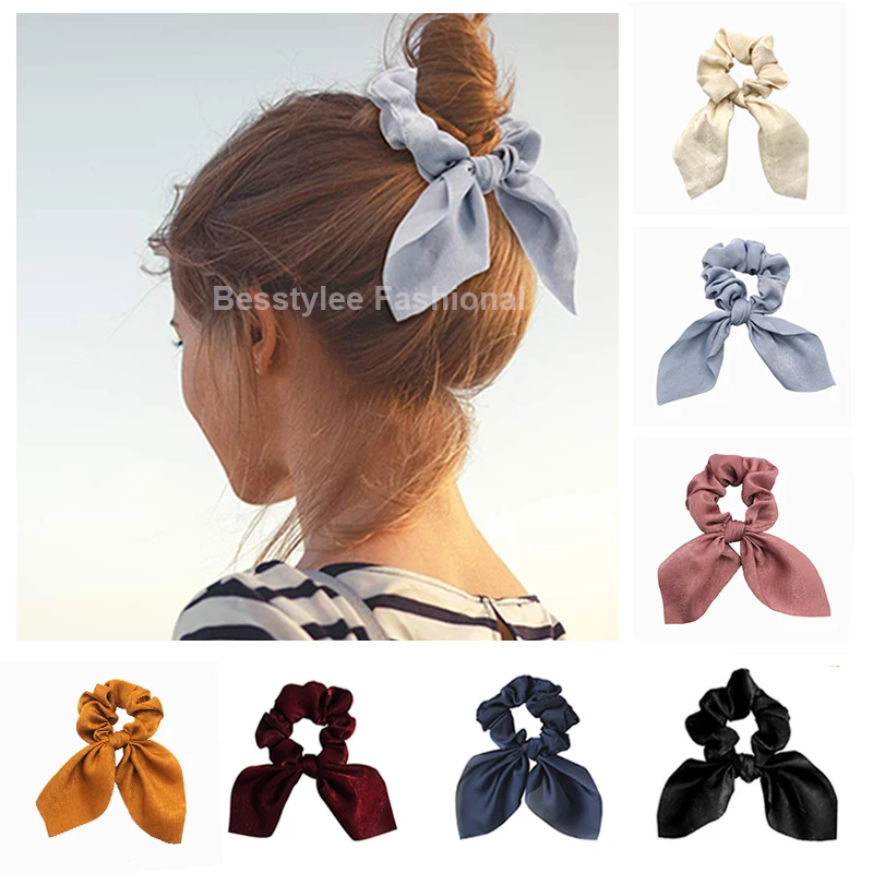Bowknot Scrunchie Chiffon Hair Rope Ponytail Holder Elastic Hair Bands Hair Ties Head Wrap Hair Accessories